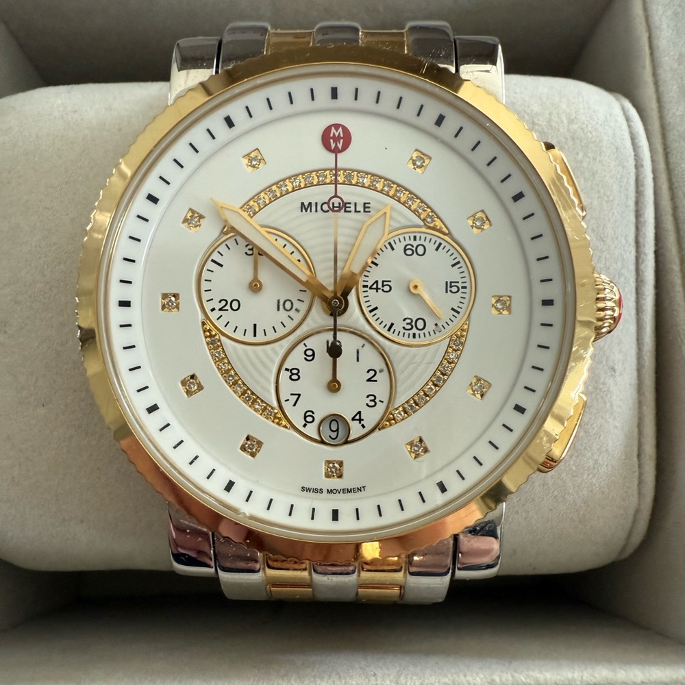 Michele Two-Tone Gold and Silver Watch - Picture 3 of 4